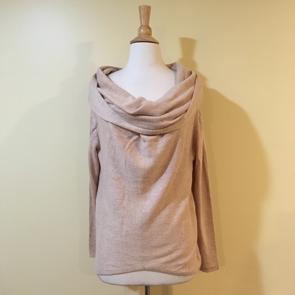 💥 CLEARANCE Cowl Neck Slouchy Knit Sweater Top Sandy Beige - Picture 2 of 5